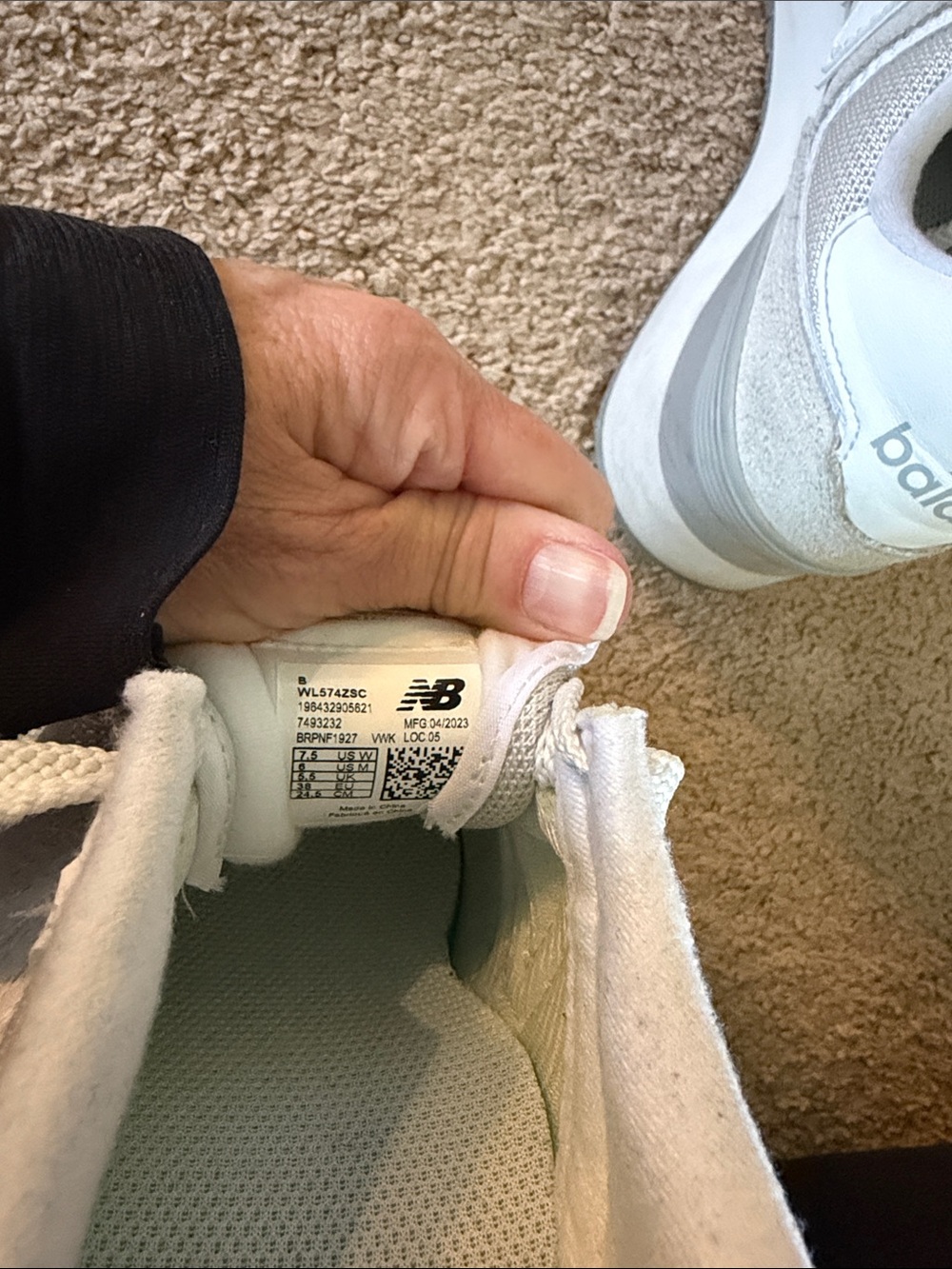 New Balance Off-White and Light Gray Platform Sneakers - Picture 6 of 6